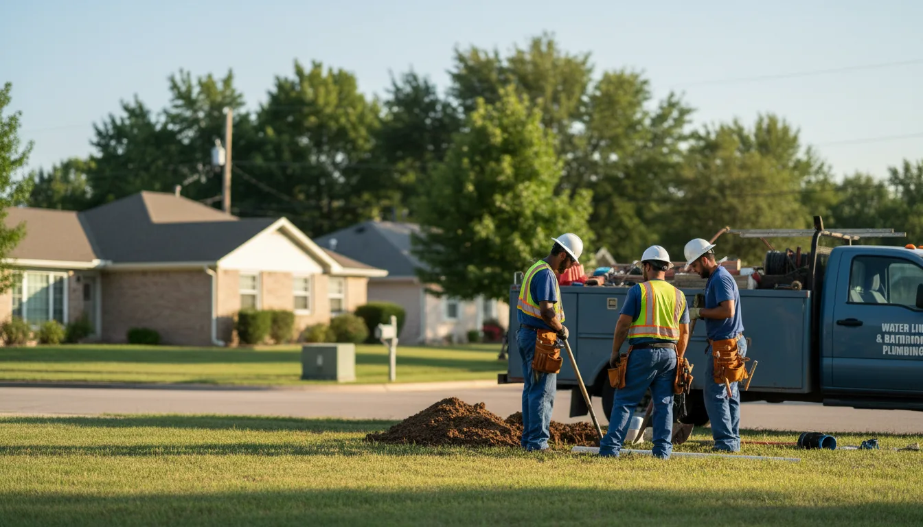 Residential water line and bathroom plumbing service in Leesburg, TX